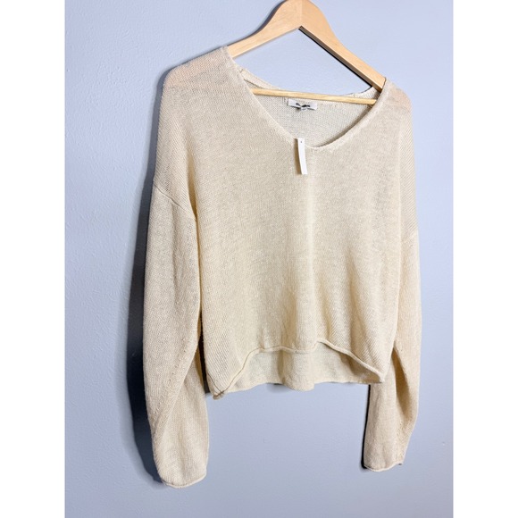 Madewell Linen V-Neck Sweater Small Beach Sand NWT - Picture 5 of 10